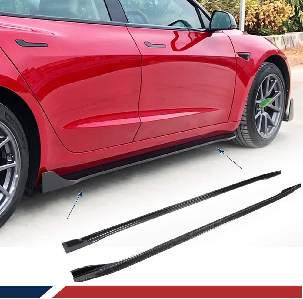 Model 3 Side Skirts V style - Real Molded Carbon Fiber - Tesery Official Store