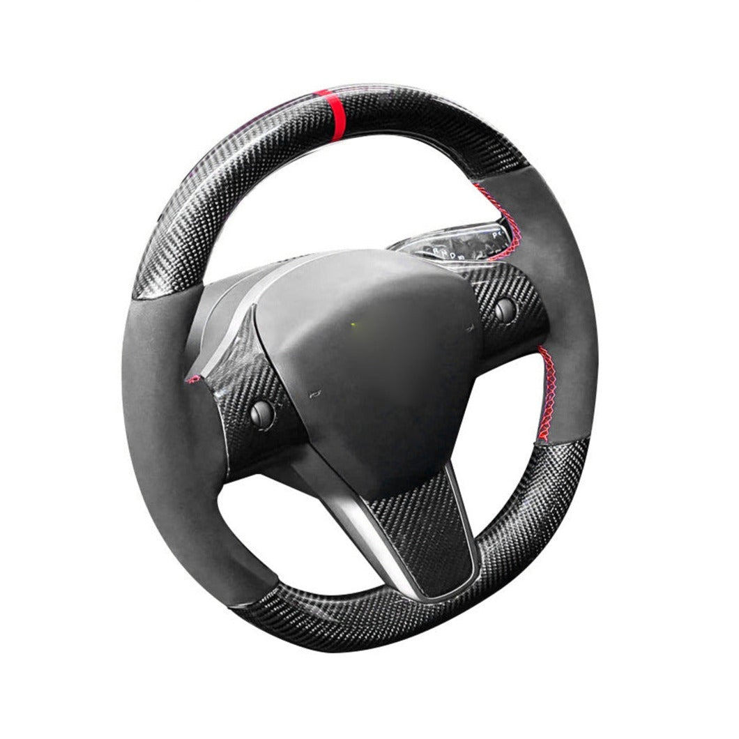 Model 3 / Y Alcantara Carbon Fiber Steering Wheel【Style 15】 - Tesery Official Store