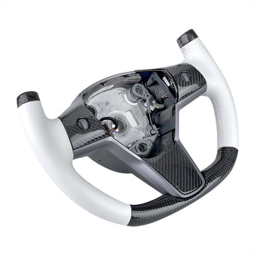 Modify Carbon Fiber Yoke-Style Steering Wheel for Tesla Model 3 / Y