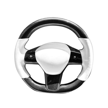 Custom Round Carbon Fiber Steering wheel for Tesla Model 3 / Y【Style 11】