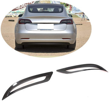 Real Carbon Fiber Rear Bumper Reflector Decorative Frame for Tesla Model 3