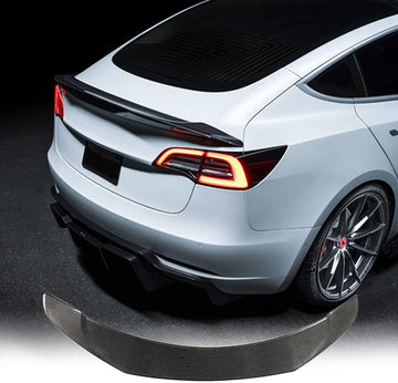 Véritables spoilers en fibre de carbone moulés adaptés pour Tesla modèle 3.