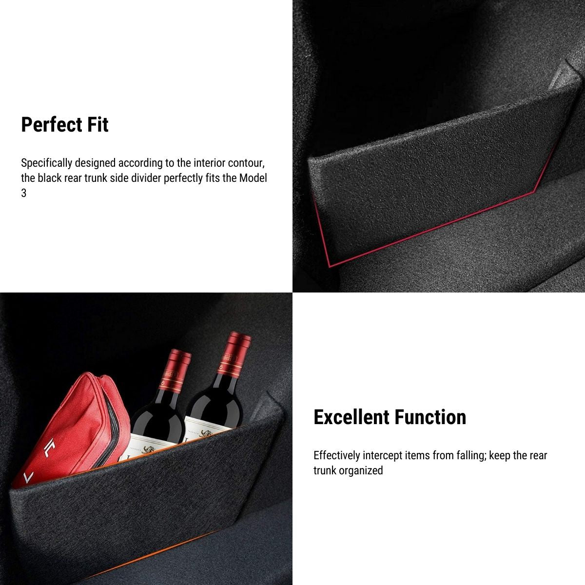 Rear Trunk Organizer Side Divider for Tesla Model 3 2017-2023.10 & Model Y 2020-2024 - Tesery Official Store