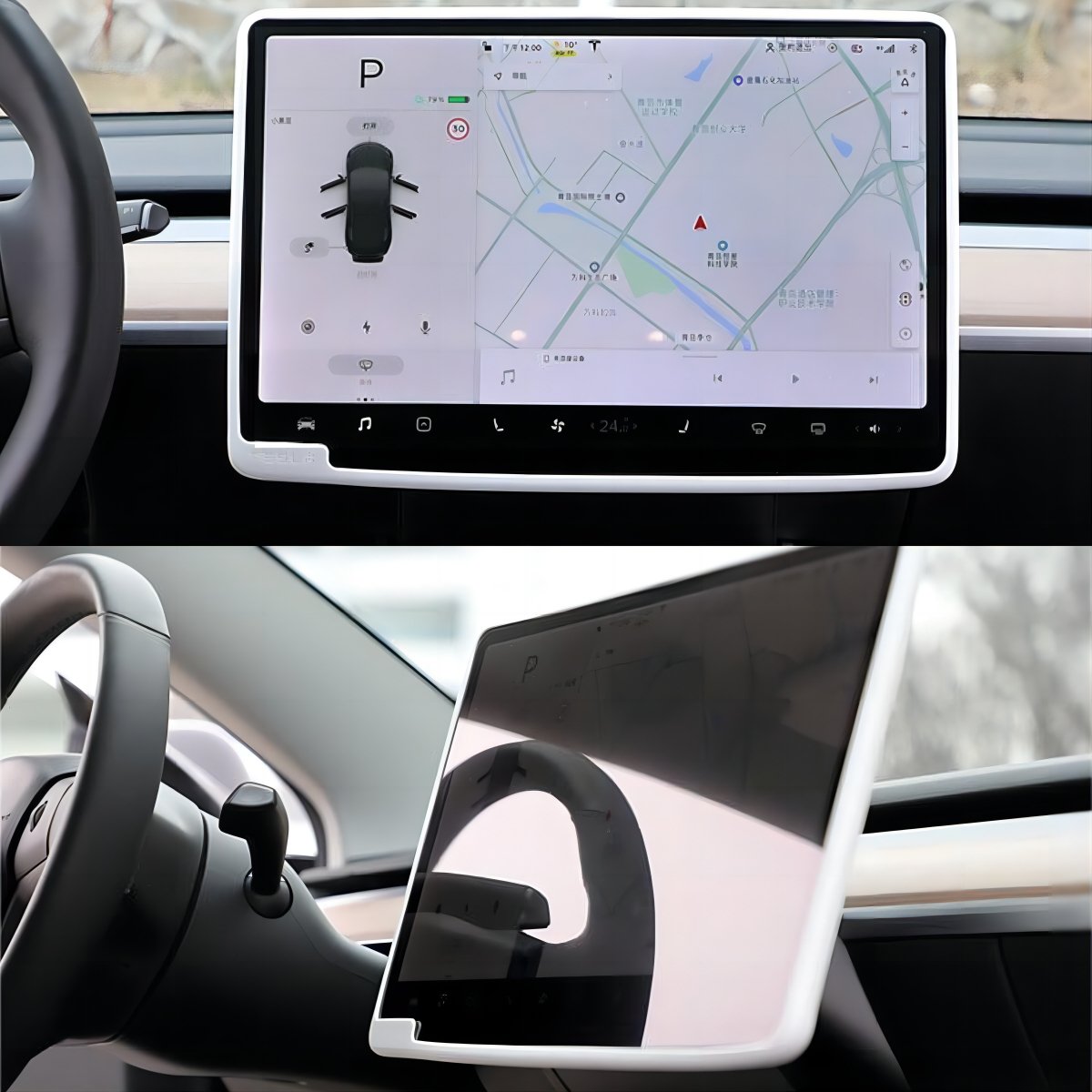 Protection contour d'écran en silicone pour Tesla Model 3 et Model Y