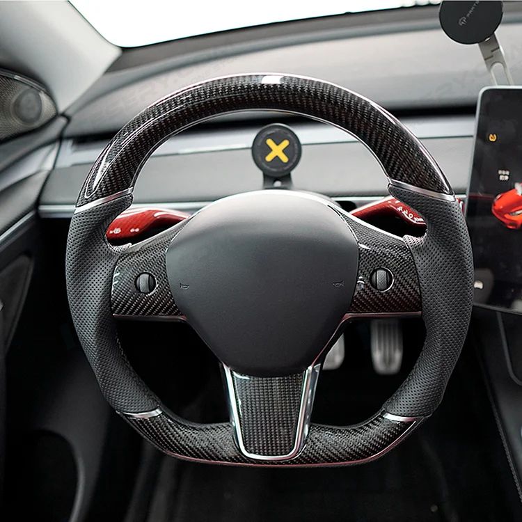 Sport Grip Carbon Fiber Steering Wheel for Tesla Model 3 / Y 【Style 40】 - Tesery Official Store