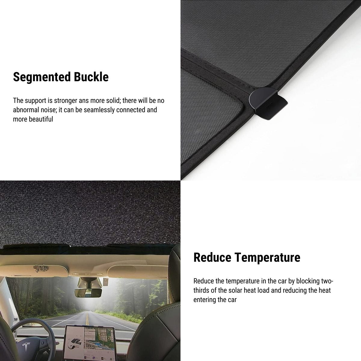 Tesla Model 3 Sunshade- Retractable Sun Shade for Tesla Model 3-Tesla  Skylight Sunshade Roof Modification Accessories Covers Set of 2-Shading and  Heat