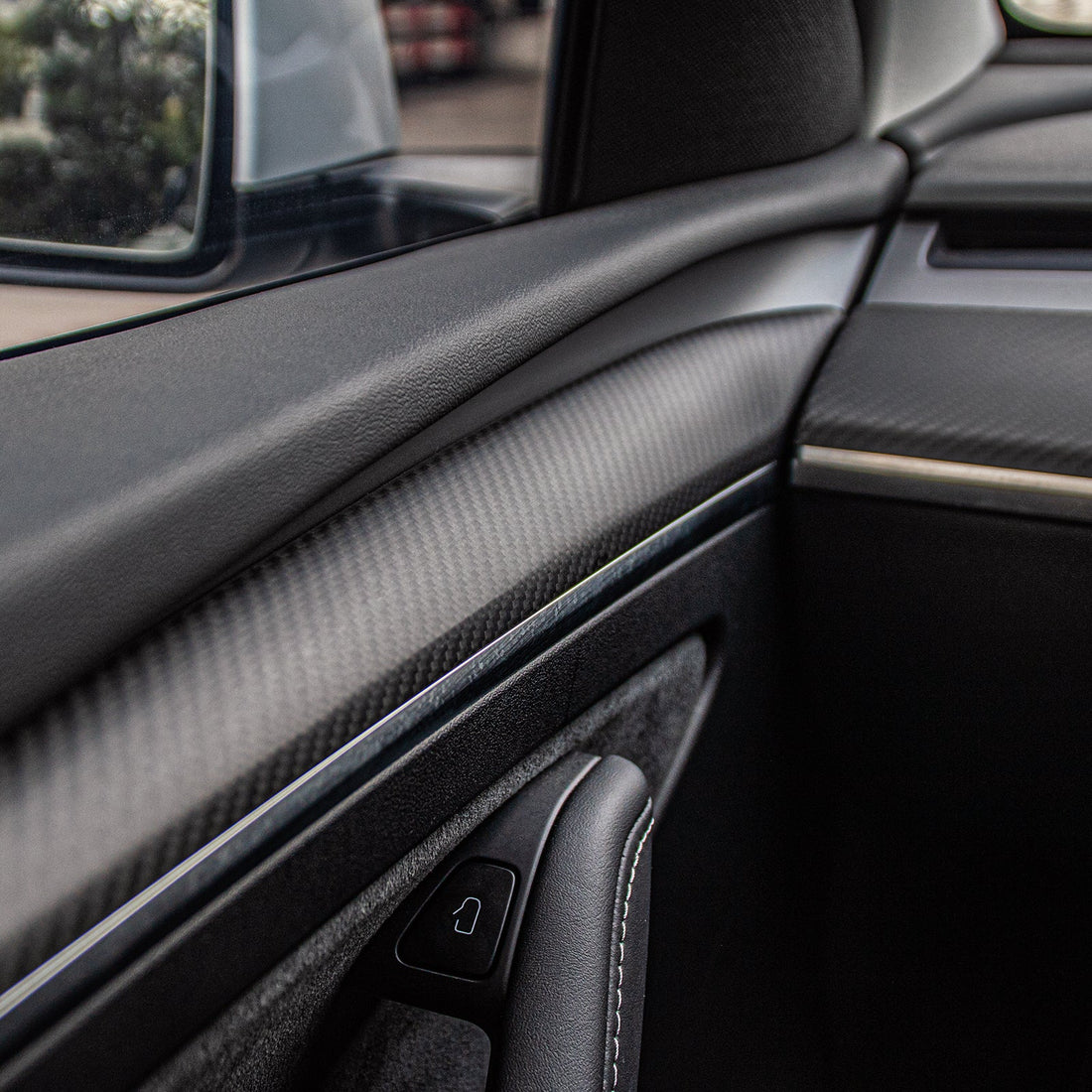 TESERY Model 3 / Y Door Panel Trim - Carbon Fiber Interior Mods【2pcs】 - Tesery Official Store