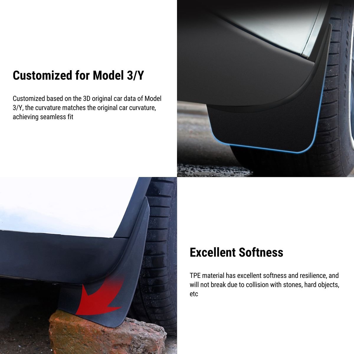 TESERY OEM Mud Flaps Kit for Model 3/Y (4 PCS) - Tesery Official Store