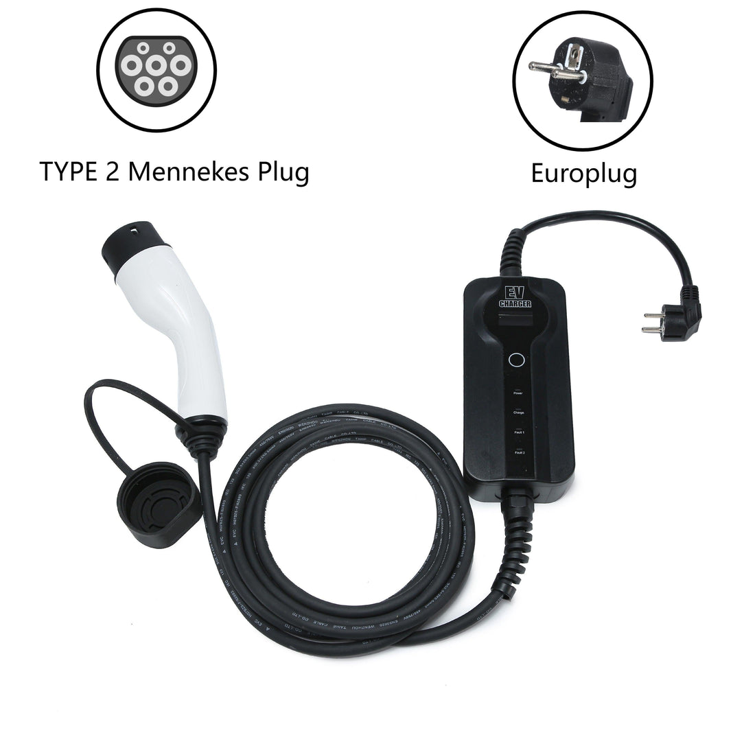 TESERY Portable Type 2 Mennekes Level 1 & 2 EV Charger |16A|230V|Europlug|32ft - Tesery Official Store