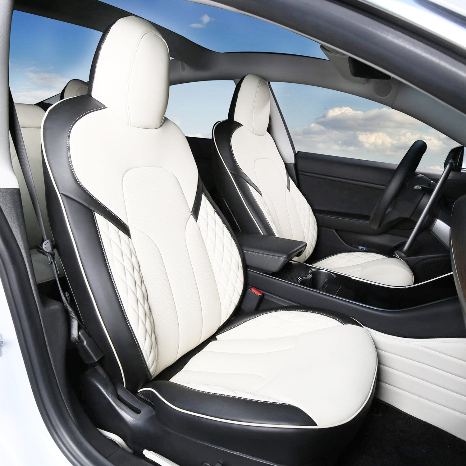 Premium Customizable Vegan Leather Seat Covers For Tesla Model 3 2017-2023