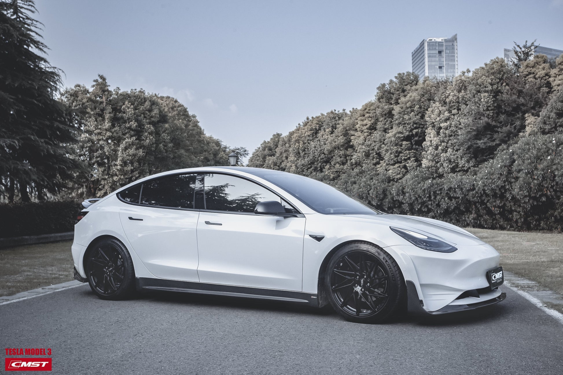 TESERY×CMST Carbon Fiber Front Bumper & Front Lip for Tesla Model 3 Ver.2