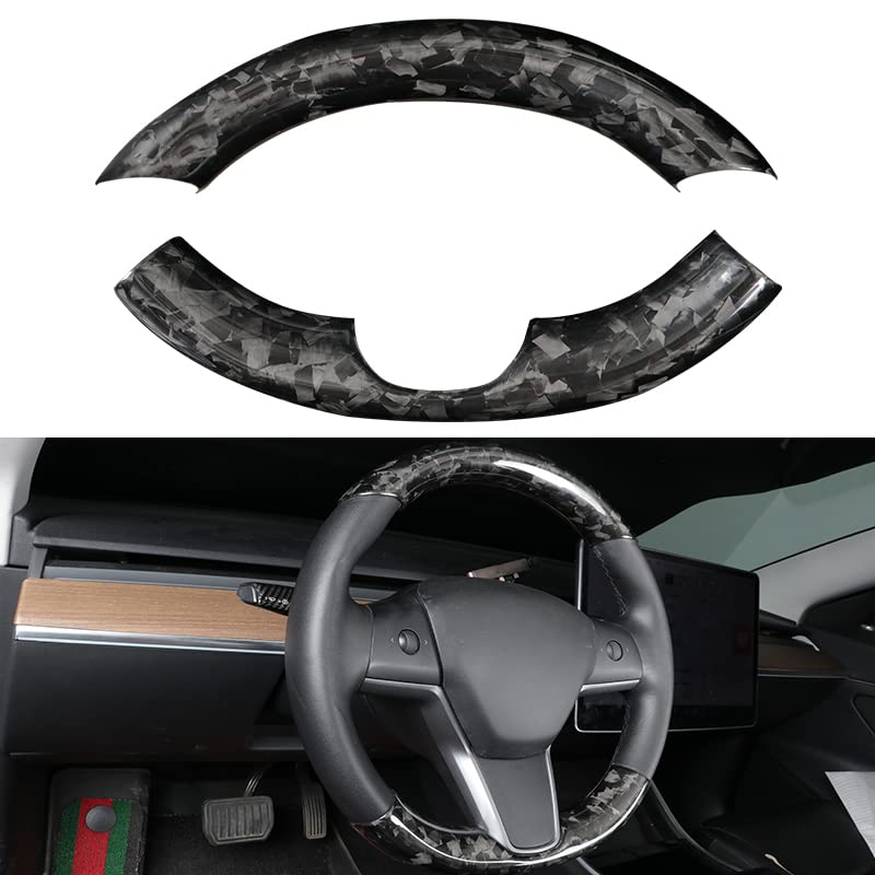 Upper / Lower Parts Steering Wheel Accessories for Tesla Model 3 / Y - Carbon Fiber Interior Mods - Tesery Official Store