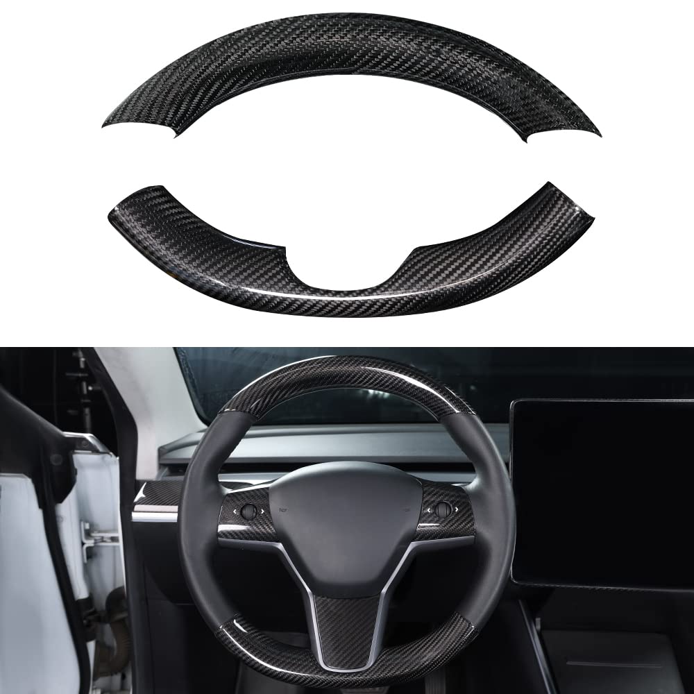 Upper / Lower Parts Steering Wheel Accessories for Tesla Model 3 / Y - Carbon Fiber Interior Mods - Tesery Official Store