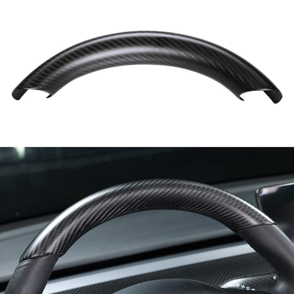 Upper / Lower Parts Steering Wheel Accessories for Tesla Model 3 / Y - Carbon Fiber Interior Mods - Tesery Official Store