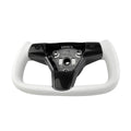 White Leather Yoke Steering Wheel for Tesla Model 3 / Y 【Style 7】 - Tesery Official Store