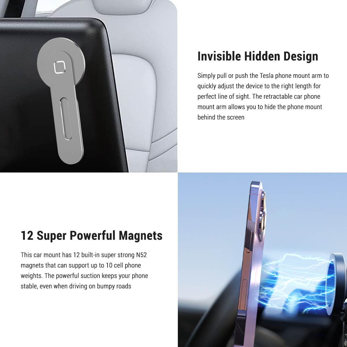 Support voiture Tesla avec Apple iPhone MagSafe Magnet